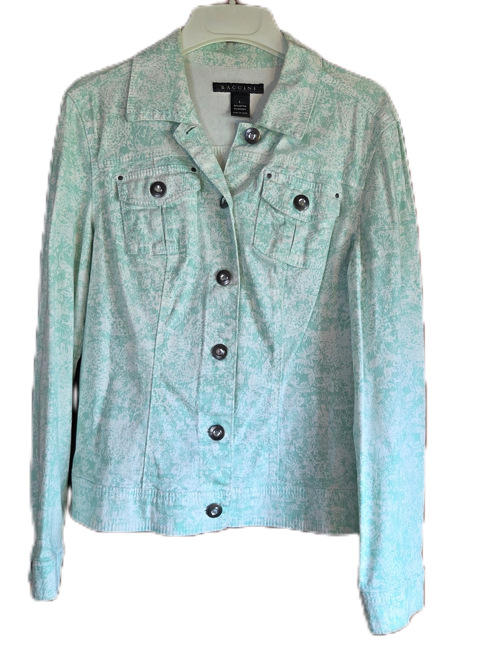 Baccini Mint Green Printed Jean Jacket
